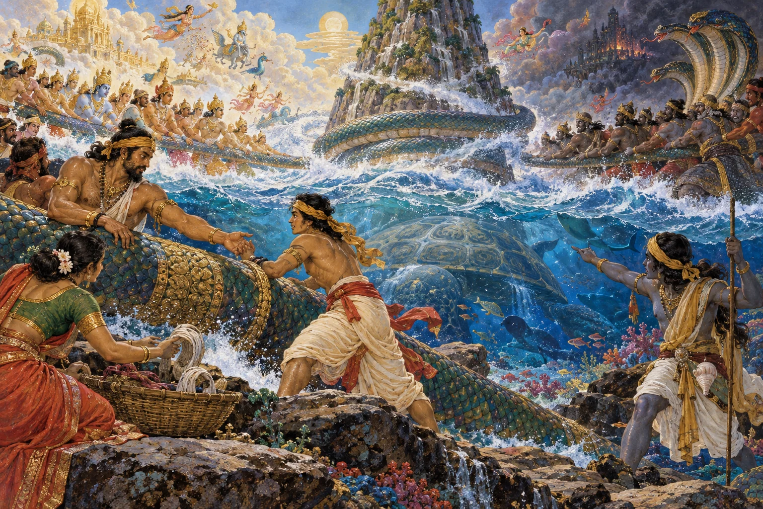 Existing Churning Together painting of the Ocean of Milk